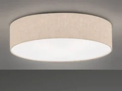 Deckenleuchte THOR groß rund mit Lampenschirm Leinen Beige, Ø 60cm