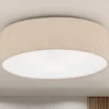 Deckenleuchte THOR rund mit Lampenschirm Leinen Beige, Ø 40cm
