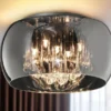 Deckenleuchte VAPORE mit Glas Chrom in Rauchglas Optik & Kristallbehang Ø 40cm