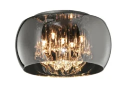 Deckenleuchte VAPORE mit Glas Chrom in Rauchglas Optik & Kristallbehang Ø 40cm