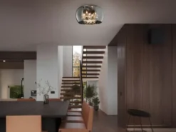 Deckenleuchte VAPORE mit Glas Chrom in Rauchglas Optik & Kristallbehang Ø 40cm