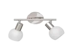 Deckenstrahler ANTIBES 2 flammig Silber/Chrom Glas Alabaster, Breite 27cm