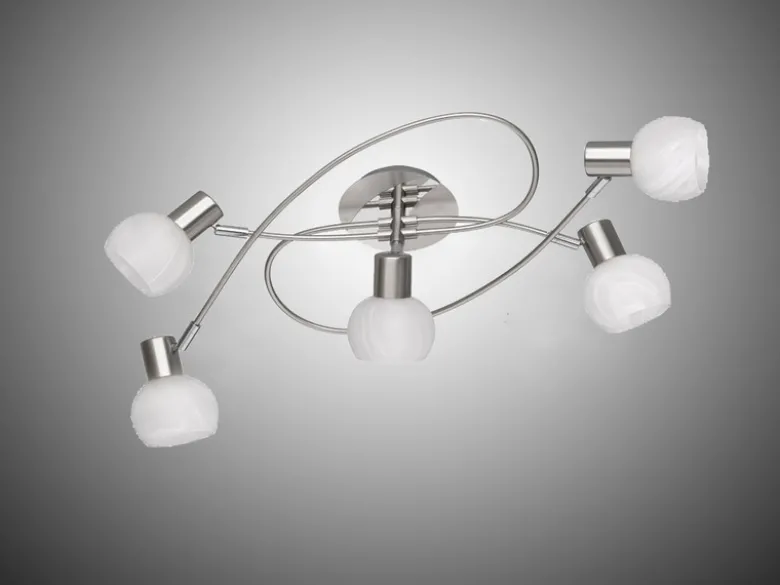 Deckenstrahler ANTIBES 5-flammig Silber Chrom & Glas Alabaster, Breite 64,4cm