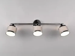 Deckenstrahler AROSA 3-flammig mit Stoffschirmen Grau, Breite 80cm