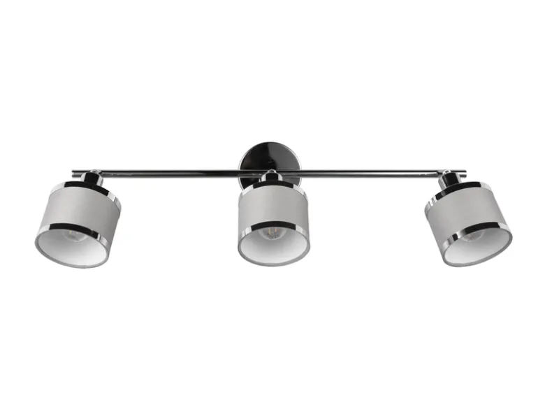 Deckenstrahler AROSA 3-flammig mit Stoffschirmen Grau, Breite 80cm
