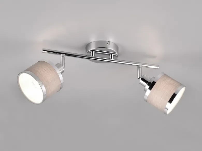 Deckenstrahler AROSA 2-flammig mit Stoffschirmen Grau, Breite 52cm