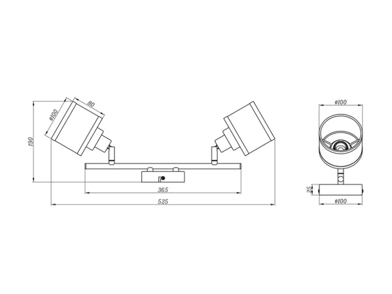 Deckenstrahler AROSA 2-flammig mit Stoffschirmen Grau, Breite 52cm