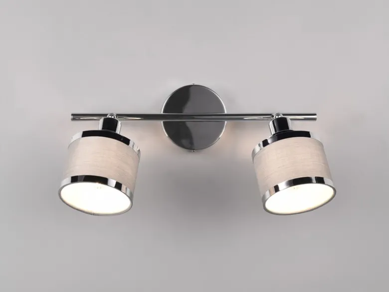 Deckenstrahler AROSA 2-flammig mit Stoffschirmen Grau, Breite 52cm