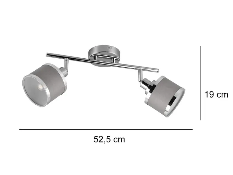 Deckenstrahler AROSA 2-flammig mit Stoffschirmen Grau, Breite 52cm