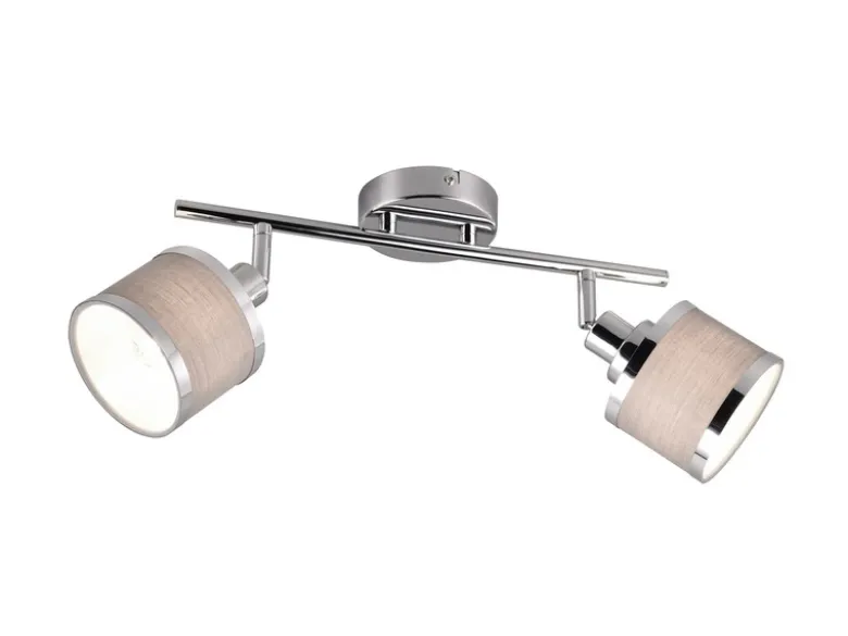 Deckenstrahler AROSA 2-flammig mit Stoffschirmen Grau, Breite 52cm