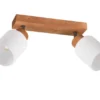 Deckenstrahler ASSAM 2 flammig Korpus Holz & Glasschirme Weiß, Breite 30cm