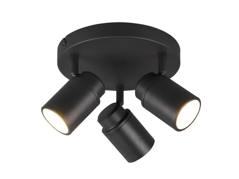 Deckenstrahler Badezimmerlampe ANGELO Schwarz 3-flammig Ø 20cm