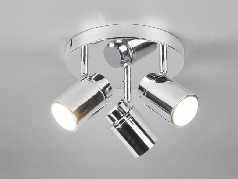 Deckenstrahler Badezimmerlampe ANGELO Silber Chrom 3-flammig Ø 20cm