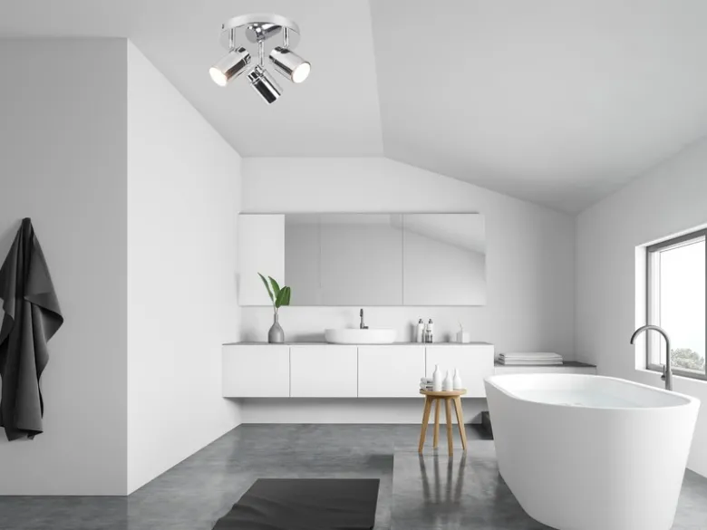 Deckenstrahler Badezimmerlampe ANGELO Silber Chrom 3-flammig Ø 20cm