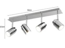 Deckenstrahler Badezimmerlampe ANGELO Silber Chrom 4-flammig, Breite 52cm
