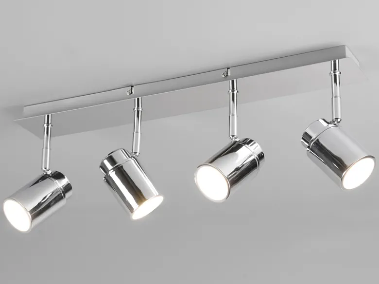 Deckenstrahler Badezimmerlampe ANGELO Silber Chrom 4-flammig, Breite 52cm