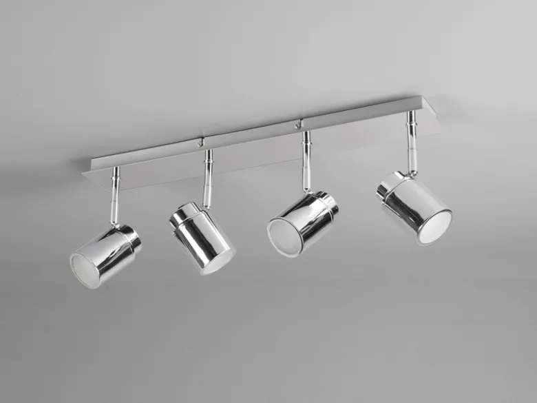 Deckenstrahler Badezimmerlampe ANGELO Silber Chrom 4-flammig, Breite 52cm