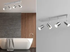 Deckenstrahler Badezimmerlampe ANGELO Silber Chrom 4-flammig, Breite 52cm