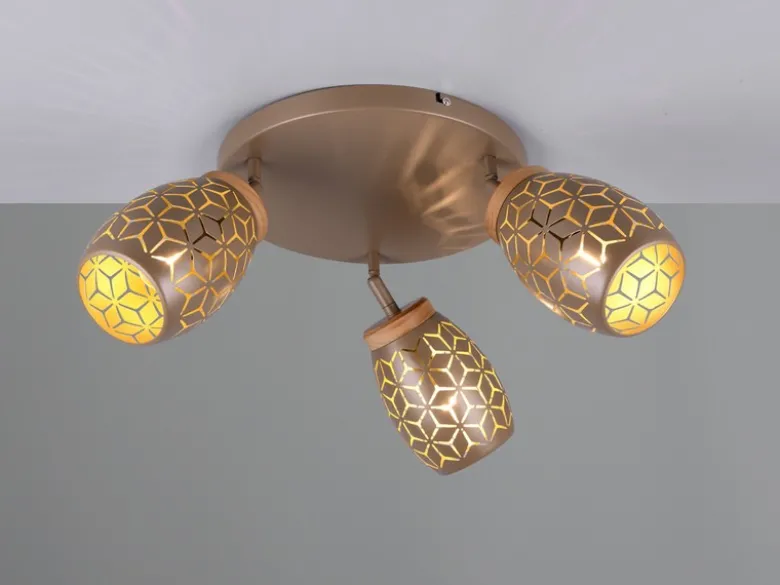 Deckenstrahler BIDAR Coffee 3-flammig mit Stanzmuster, Ø58cm