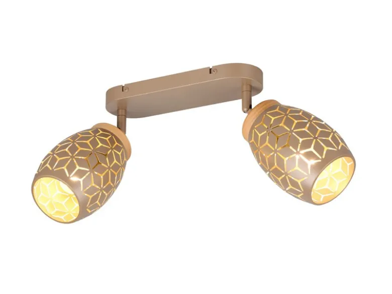 Deckenstrahler BIDAR Coffee 2-flammig mit Stanzmuster, Breite 28cm