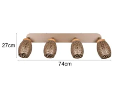 Deckenstrahler BIDAR Coffee 4-flammig mit Stanzmuster, Breite 74cm