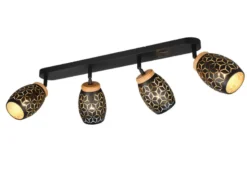 Deckenstrahler BIDAR Schwarz Gold 4-flammig mit Stanzmuster, Breite 74cm