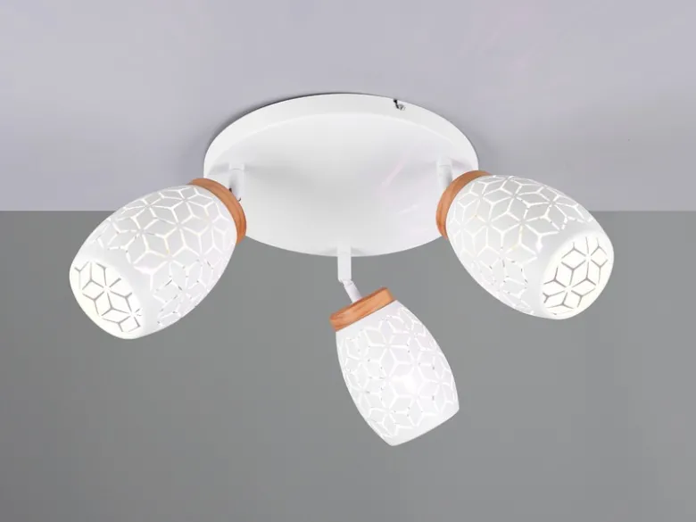 Deckenstrahler BIDAR Weiß 3-flammig mit Stanzmuster, Ø 58cm
