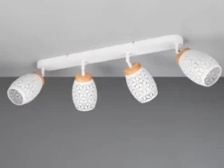 Deckenstrahler BIDAR Weiß 4-flammig mit Stanzmuster, Breite 74cm