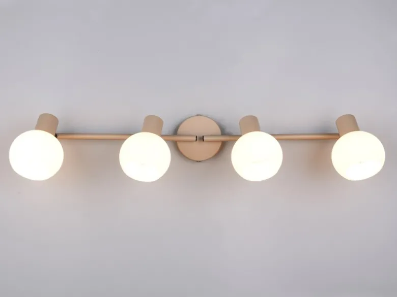 Deckenstrahler BOBA 4-flammig aus Metall in Beige mit Glasschirmen, Breite 70cm