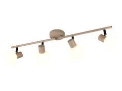 Deckenstrahler BOBA 4-flammig aus Metall in Beige mit Glasschirmen, Breite 70cm