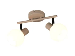 Deckenstrahler BOBA 2-flammig aus Metall in Beige mit Glasschirmen, Breite 25cm