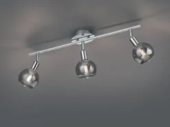 Deckenstrahler BREST 3-flammig Chrom mit Rauchglas, Breite 58cm