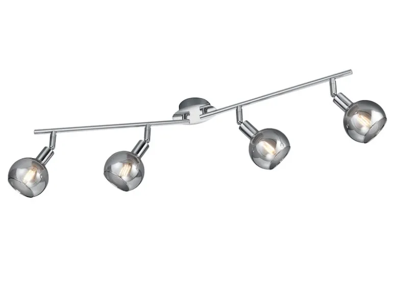 Deckenstrahler BREST 4-flammig Chrom mit Rauchglas, Breite 85cm