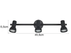 Deckenstrahler CANTAR 3-flammig Metall Schwarz, Breite 45,5cm