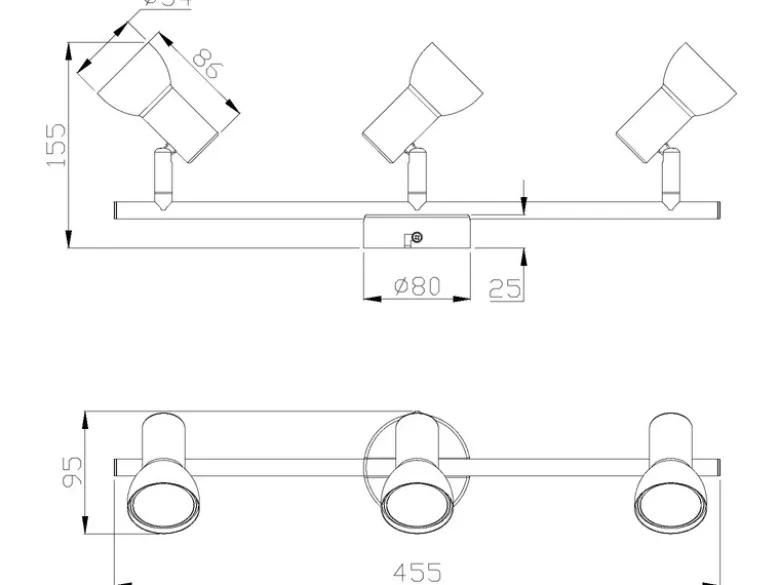 Deckenstrahler CANTAR 3-flammig Metall Weiß, Breite 45,5cm