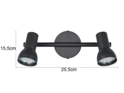 Deckenstrahler CANTAR 2-flammig Metall Schwarz, Breite 25,5cm