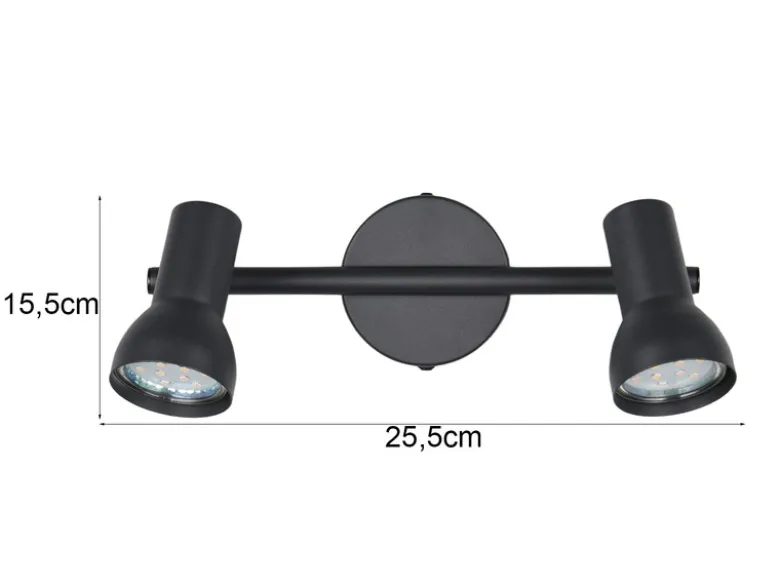 Deckenstrahler CANTAR 2-flammig Metall Schwarz, Breite 25,5cm