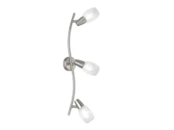 Deckenstrahler COLMAR 3-flammig Silber mit Dekorglas satiniert, Breite 56cm