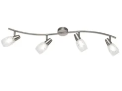 Deckenstrahler COLMAR 4-flammig Silber mit Dekorglas satiniert, Breite 79cm