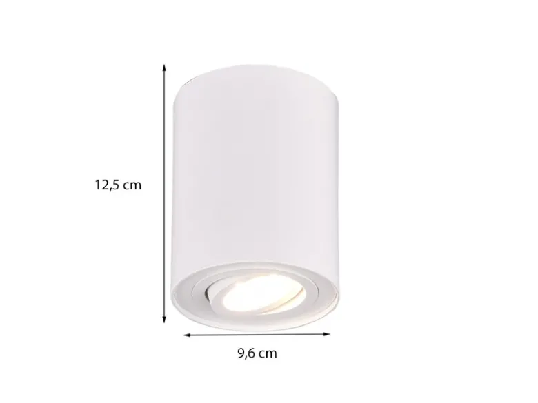 Deckenstrahler COOKIE Weiß mit schwenkbarem GU10 Spot, Ø 9,6cm