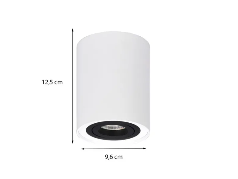Deckenstrahler COOKIE Weiß-Schwarz mit schwenkbarem GU10 Spot, Ø 9,6cm