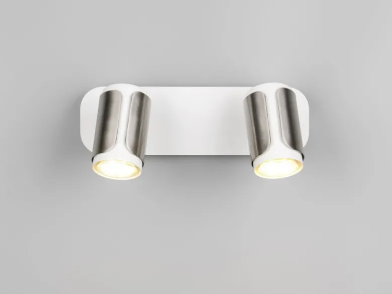 Deckenstrahler GILLAN 2-flammig Metall Weiß / Silber, Breite 30cm