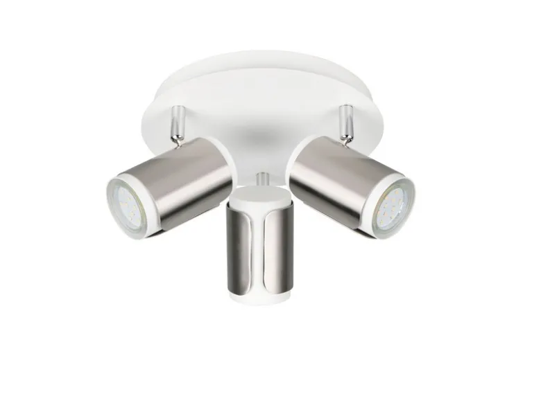 Deckenstrahler GILLAN 3-flammig Metall Weiß / Silber, rund Ø 30cm