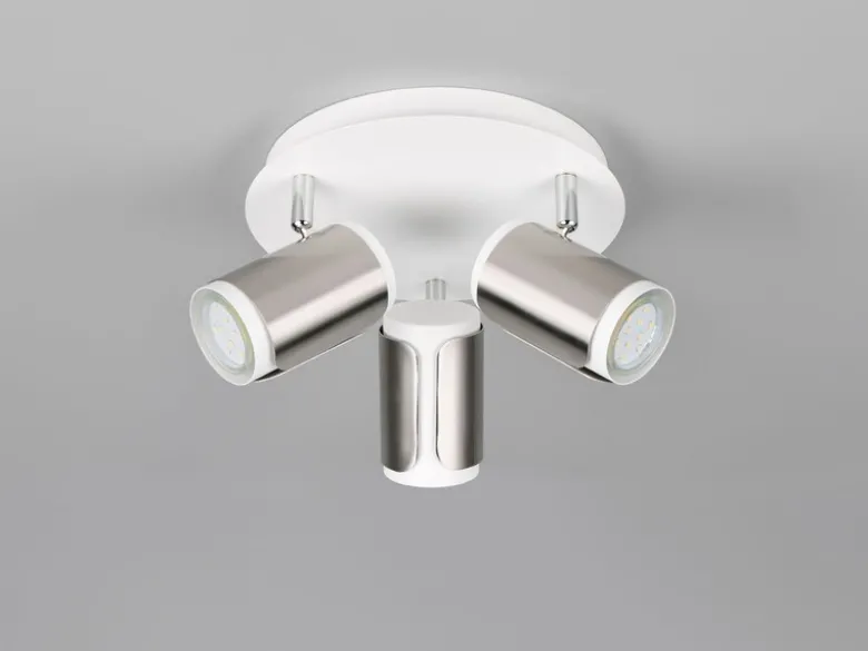 Deckenstrahler GILLAN 3-flammig Metall Weiß / Silber, rund Ø 30cm