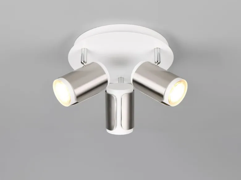 Deckenstrahler GILLAN 3-flammig Metall Weiß / Silber, rund Ø 30cm