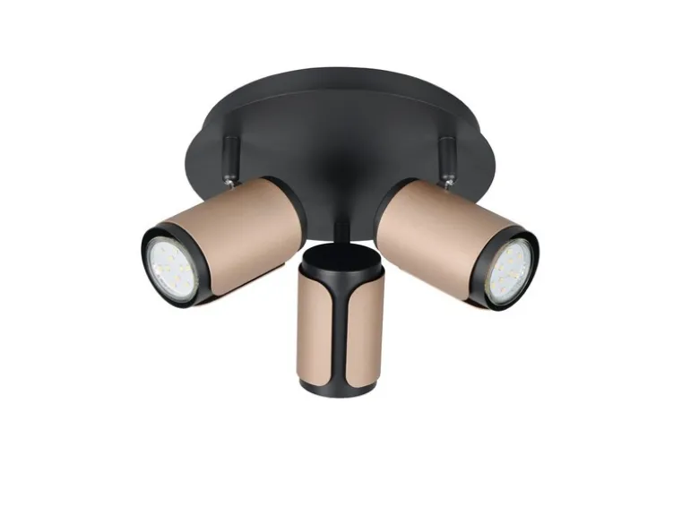 Deckenstrahler GILLAN 3-flammig Metall Schwarz / Coffee, rund Ø 30cm