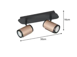 Deckenstrahler GILLAN 2-flammig Metall Schwarz / Coffee, Breite 30cm