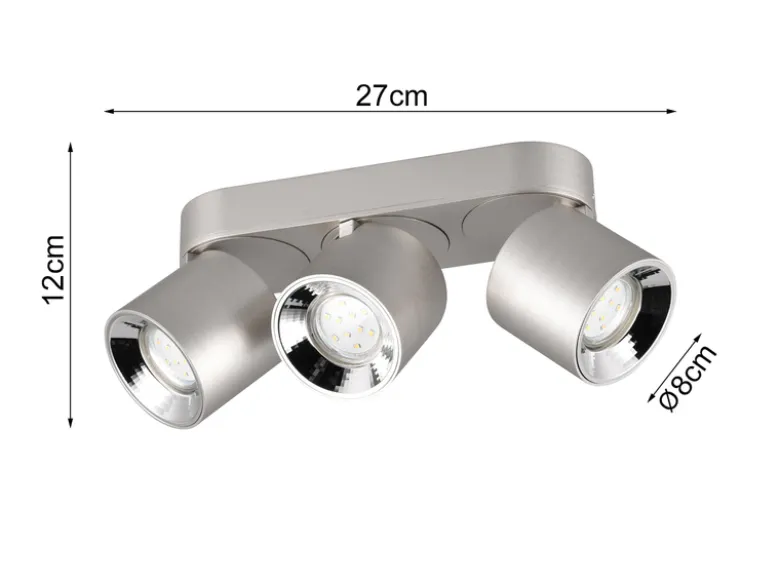 Deckenstrahler GUAYANA Silber 3 Spots schwenkbar, Breite 27cm