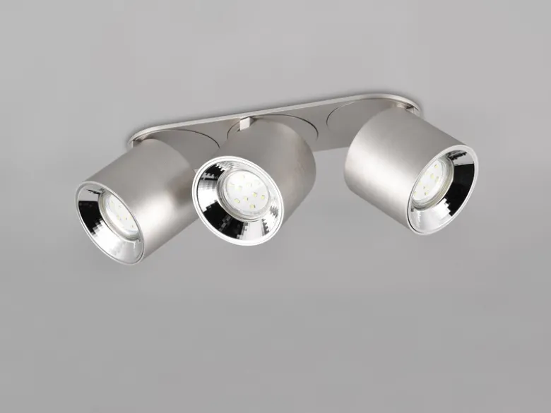 Deckenstrahler GUAYANA Silber 3 Spots schwenkbar, Breite 27cm