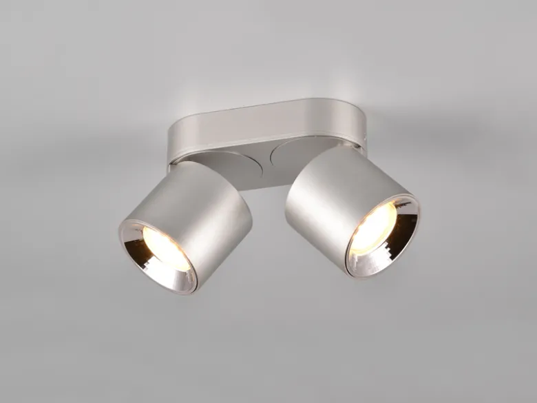 Deckenstrahler GUAYANA Silber 2 Spots schwenkbar, Breite 18cm
